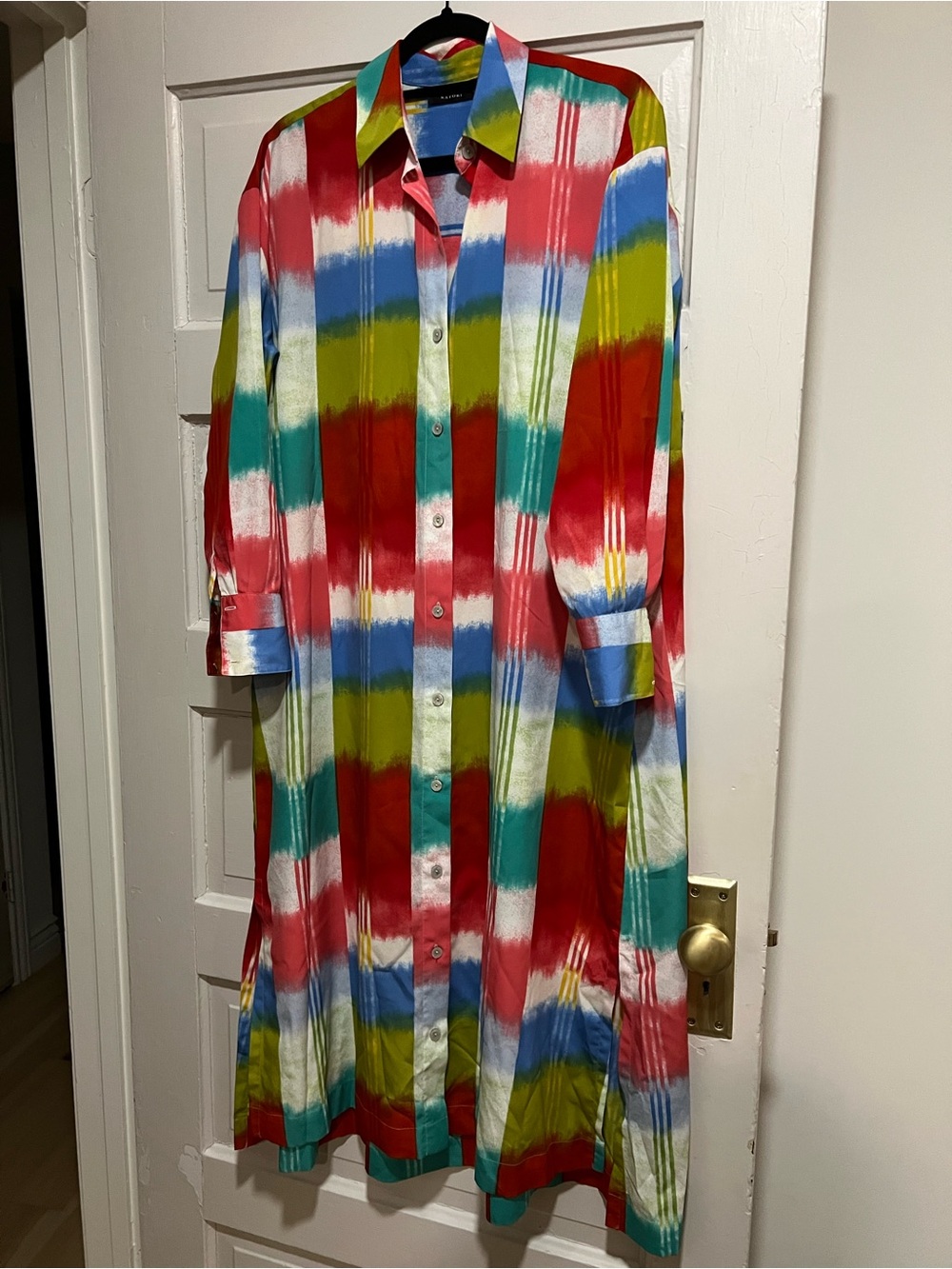 Vibrant Multi-Color Button-Front Shirt Dress